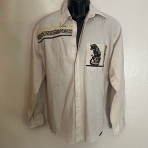 P.G.B. Embroidered Leopard Long Sleeve Shirt Large Gently worn 65% polyester